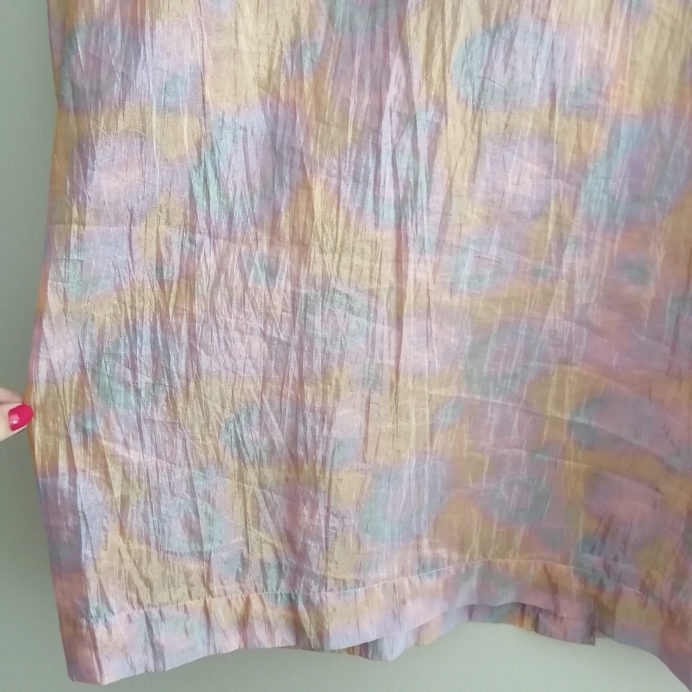 & Other Stories Boxy Short Sleeve Button Blouse Crinkle Pink Orange Blue Size 4 - Picture 9 of 14